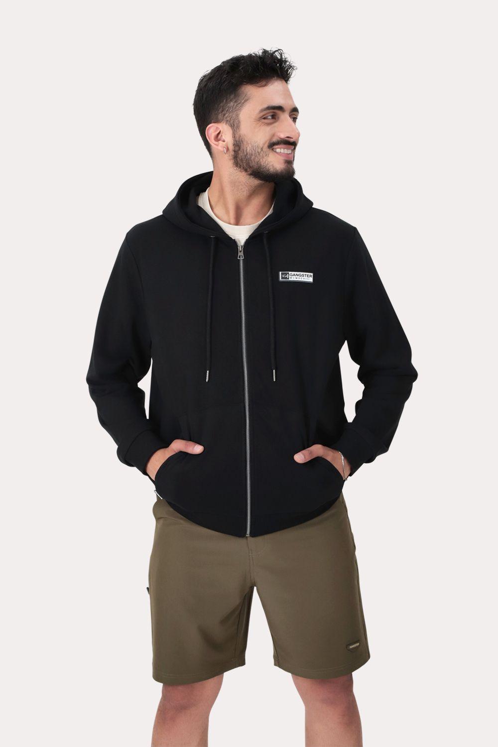 Poleron Full Zipper Fleece Logan Negro-0