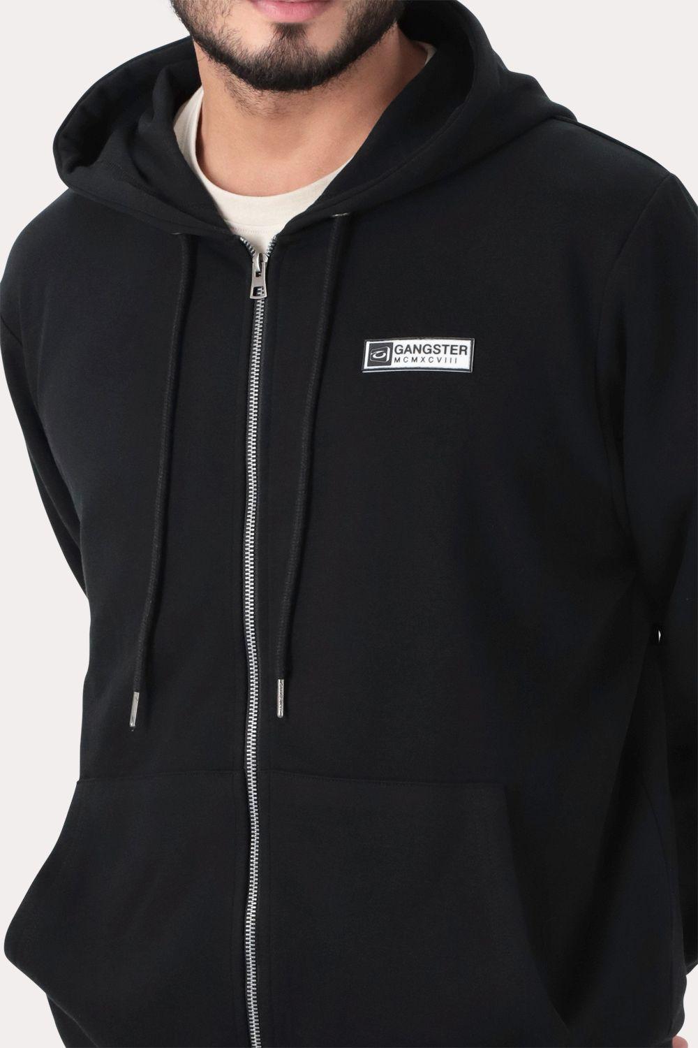 Poleron Full Zipper Fleece Logan Negro-2