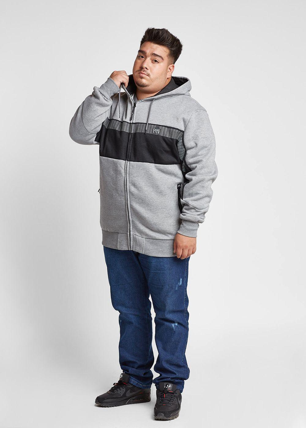 Plus Polerón Full Zipper Fleece Morse Gris Gangster-3