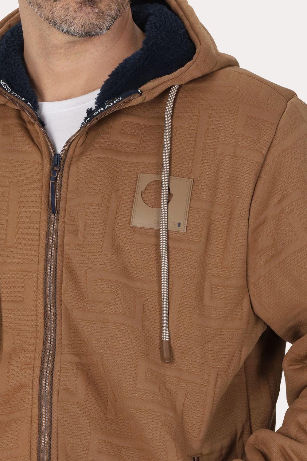 Poleron Full Zipper Jacquard Sherpa Astro Cafe Gangster-2