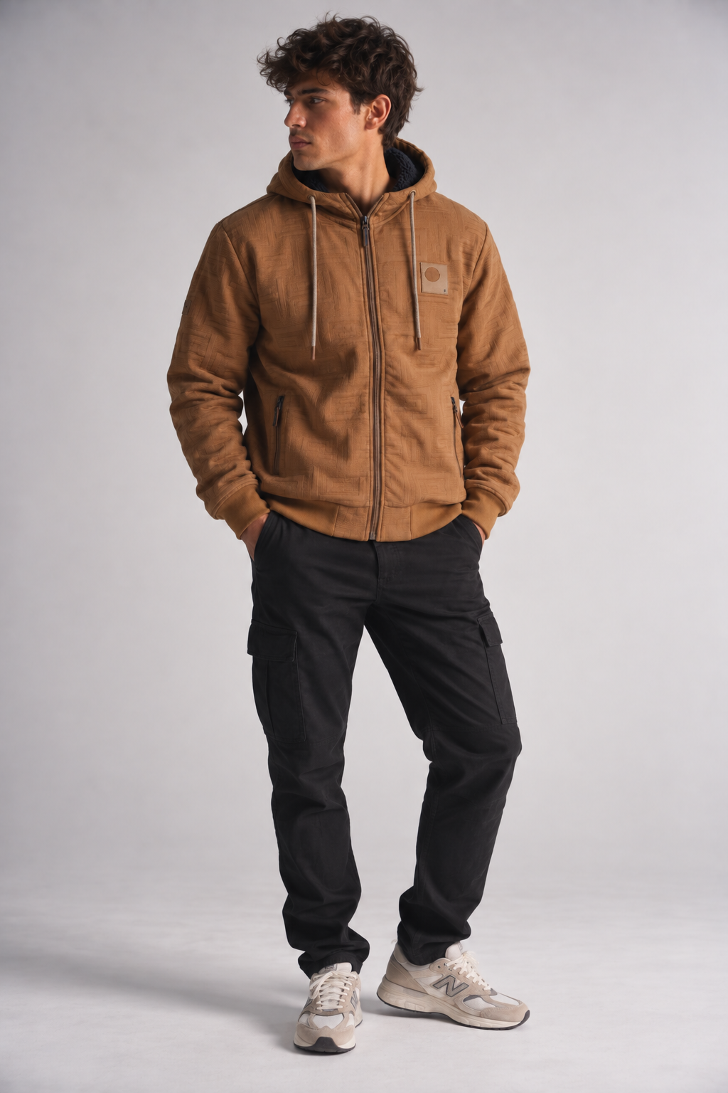 Poleron Full Zipper Jacquard Sherpa Astro Cafe Gangster-3