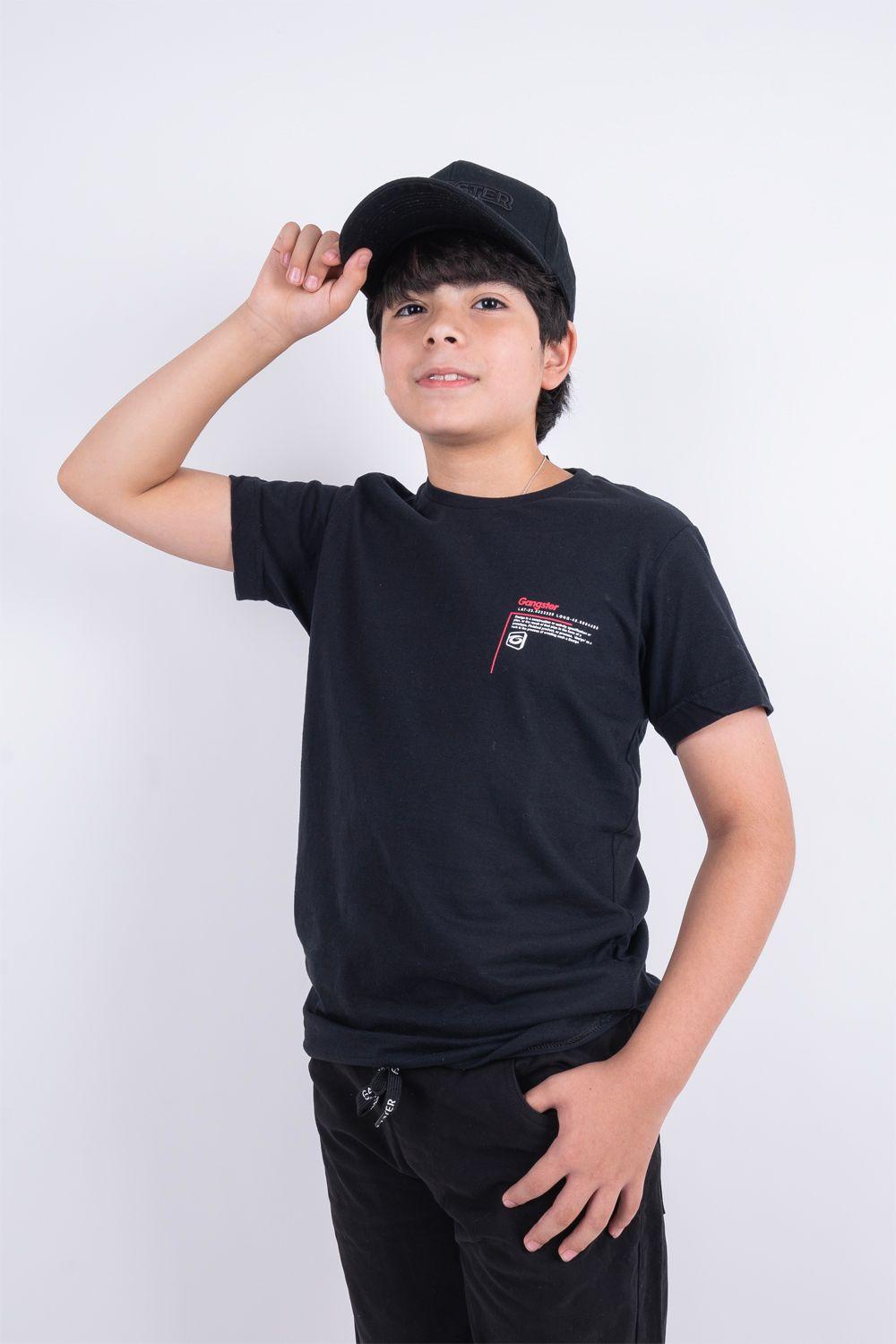 Teen Polera Mc Básica Tab Negro Gangster-0