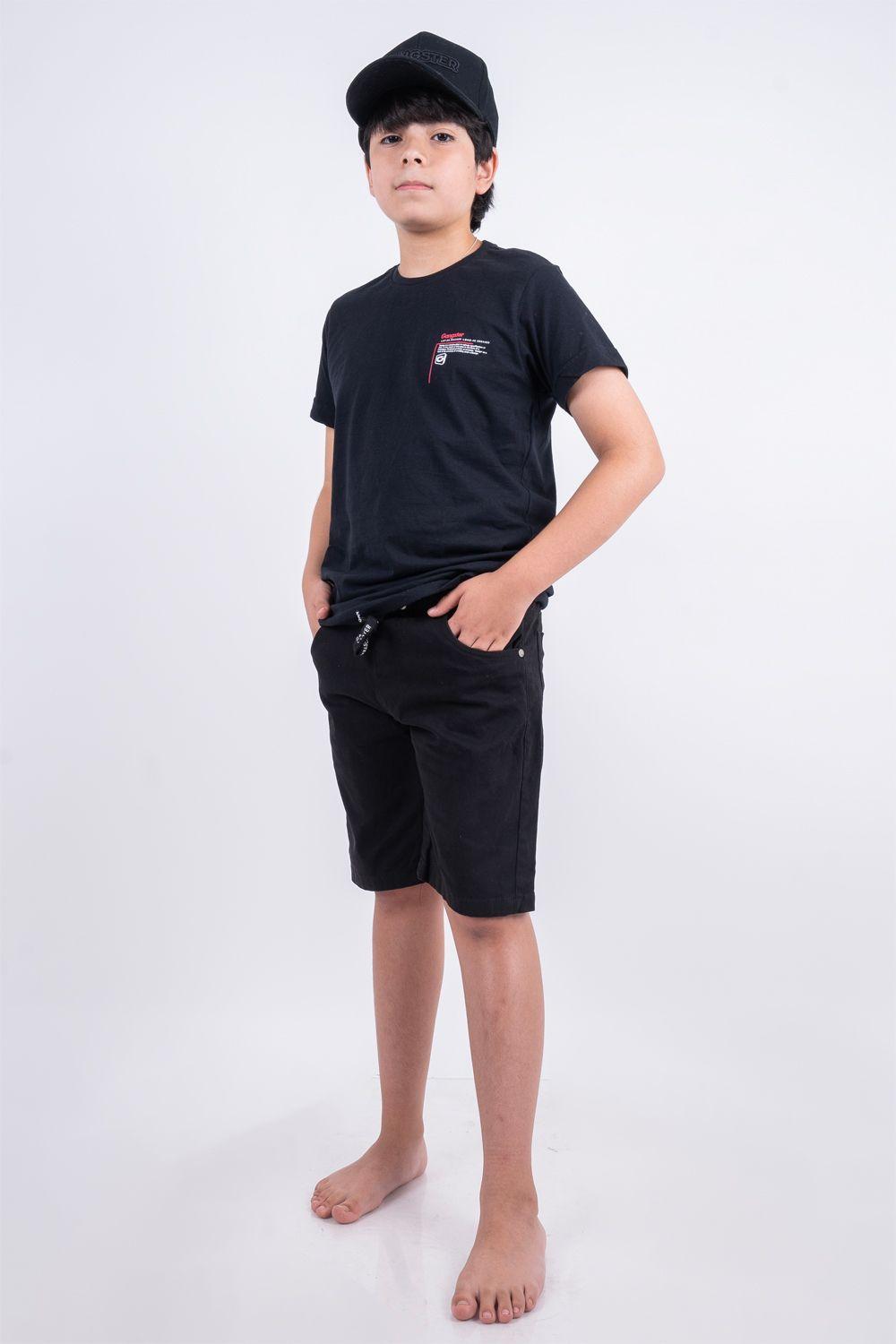 Teen Polera Mc Básica Tab Negro Gangster-4
