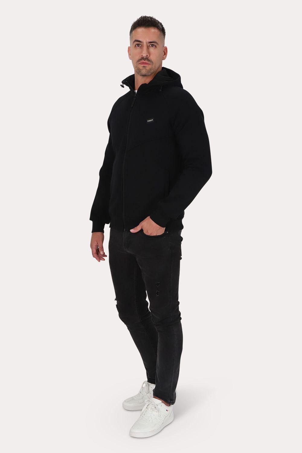 Poleron Full Zipper Fleece Route Negro Gangster-3