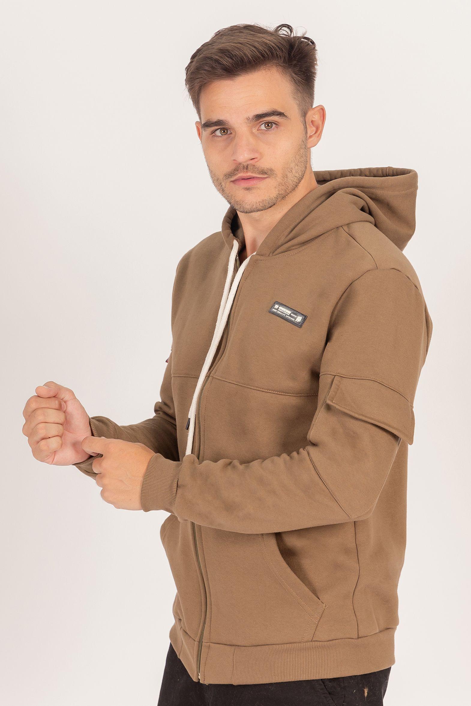 Poleron Full Zipper Fleece Carg  Café Overcore-1