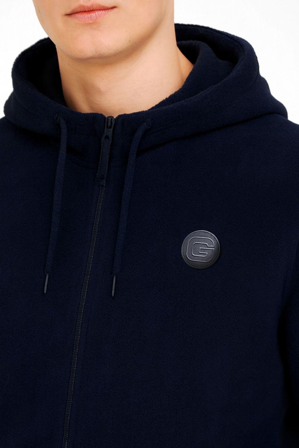 Polerón Full Zipper Fleece Shagy Azul Marino-2