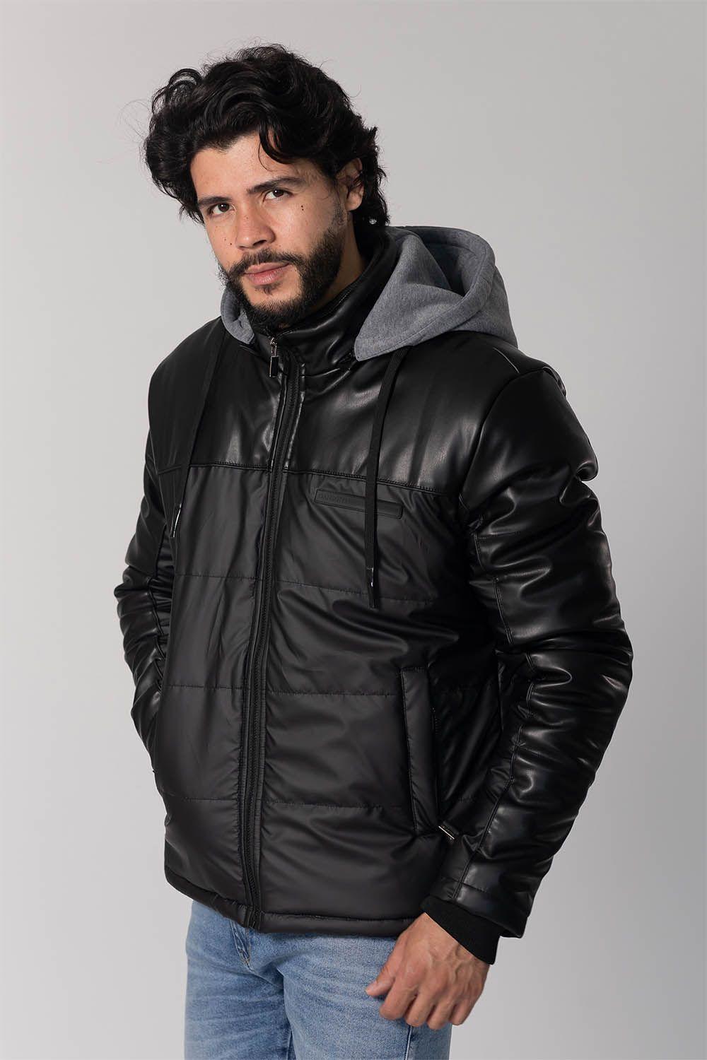 Chaqueta PU Bomber Negro Gangster-0