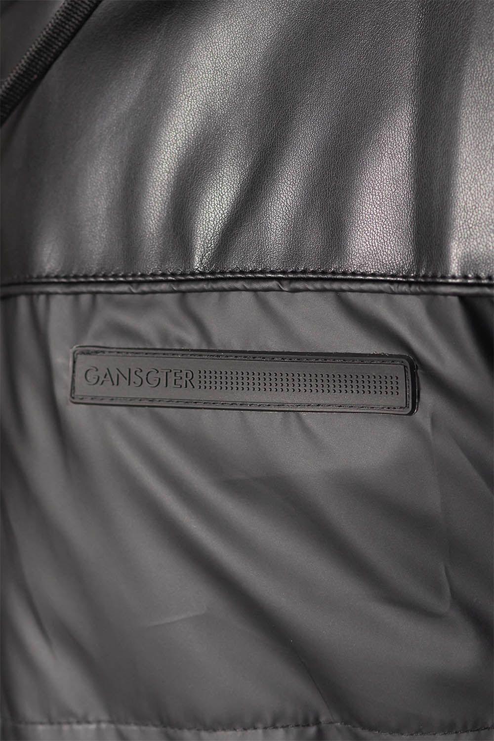 Chaqueta PU Bomber Negro Gangster-2