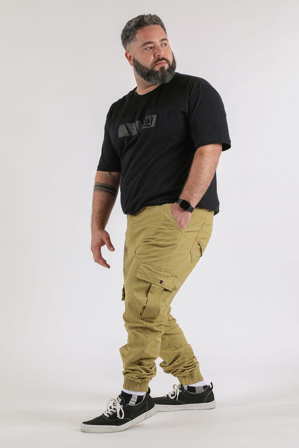 Plus Pantalon Jogger Canvas Parachute Kaki Gangster-3