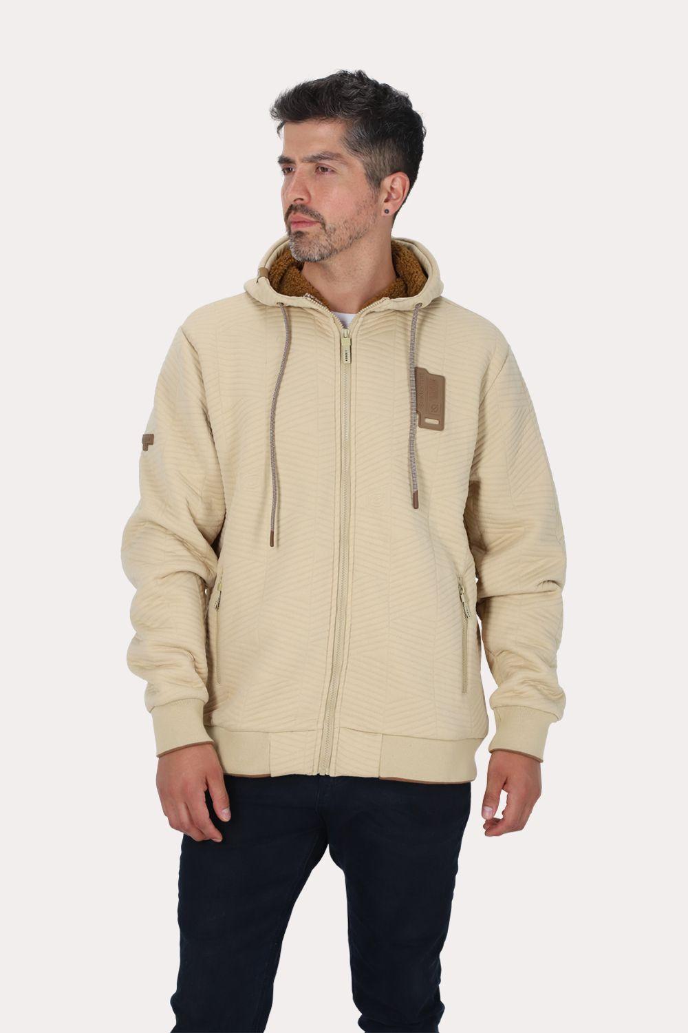 Poleron Full Zipper Jacquard Sherpa Nebula Beige Gangster-0