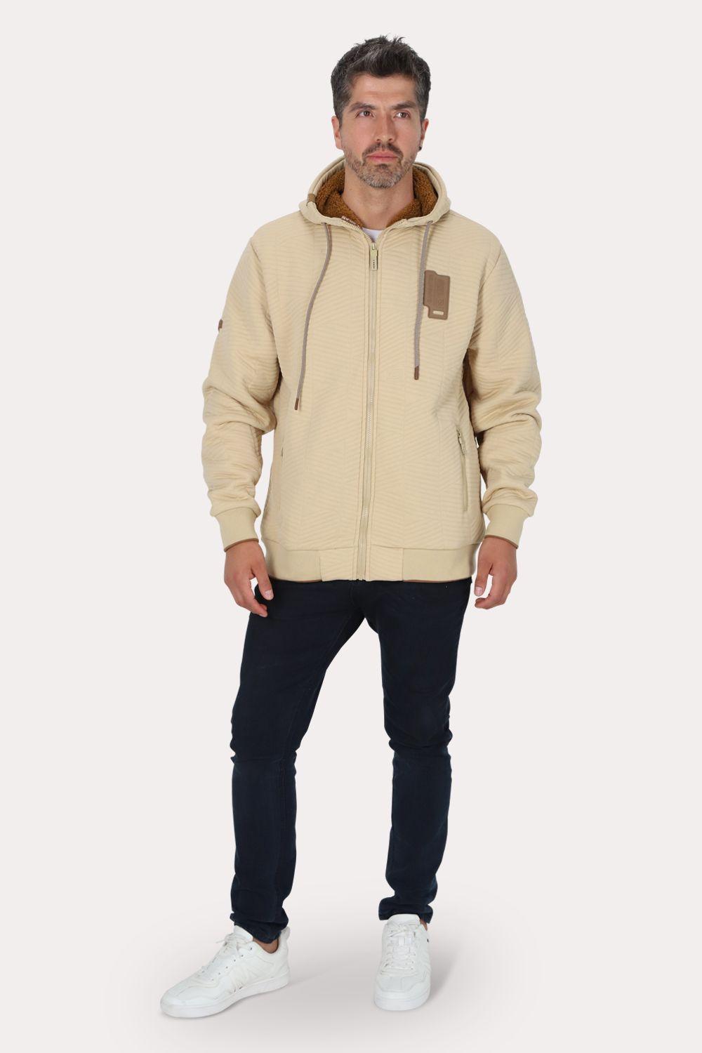 Poleron Full Zipper Jacquard Sherpa Nebula Beige Gangster-2