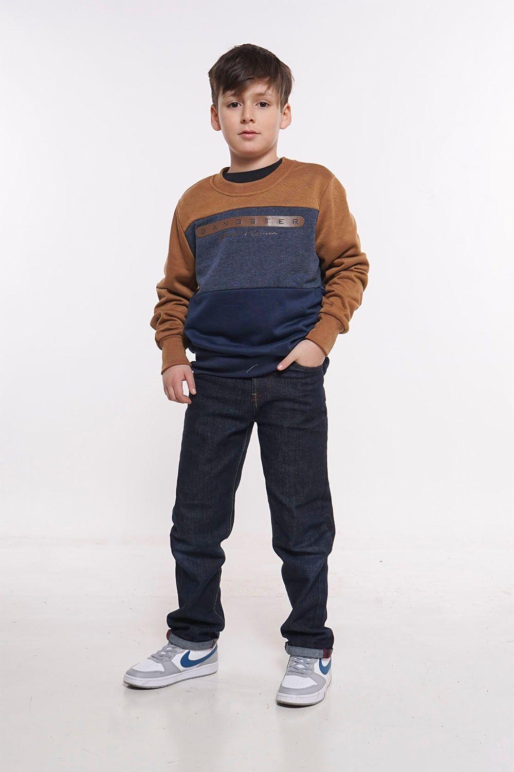 Teen Poleron Crew Front Logo Mostaza Gangster-3