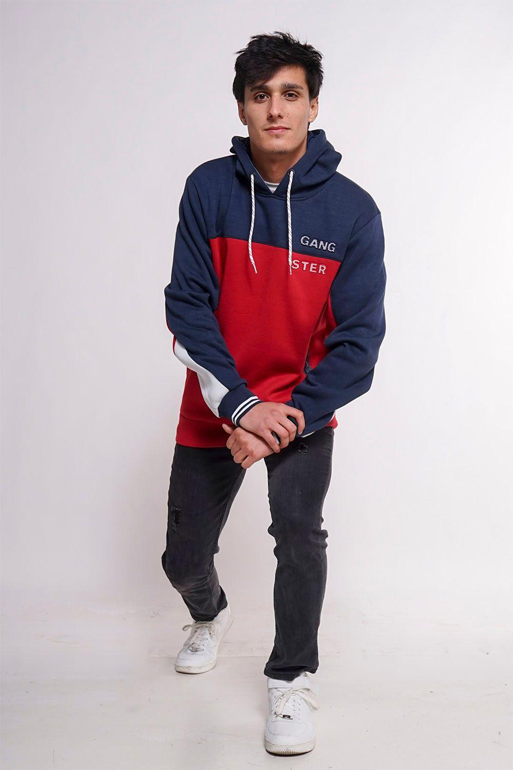 Polerón Hoodie Fleece Locked Azul Gangster-2