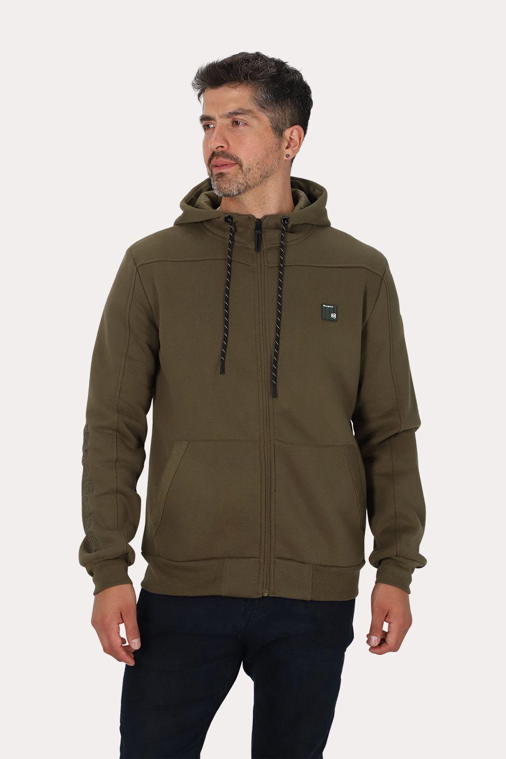 Poleron Full Zipper Fleece Block Verde Gangster-0