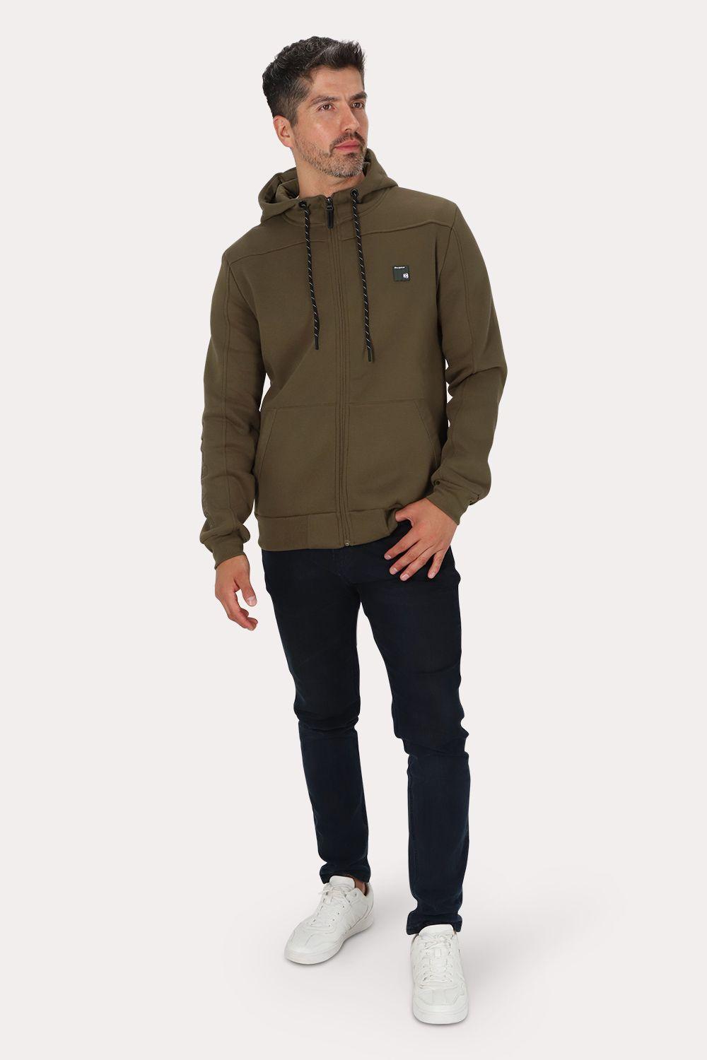 Poleron Full Zipper Fleece Block Verde Gangster-3