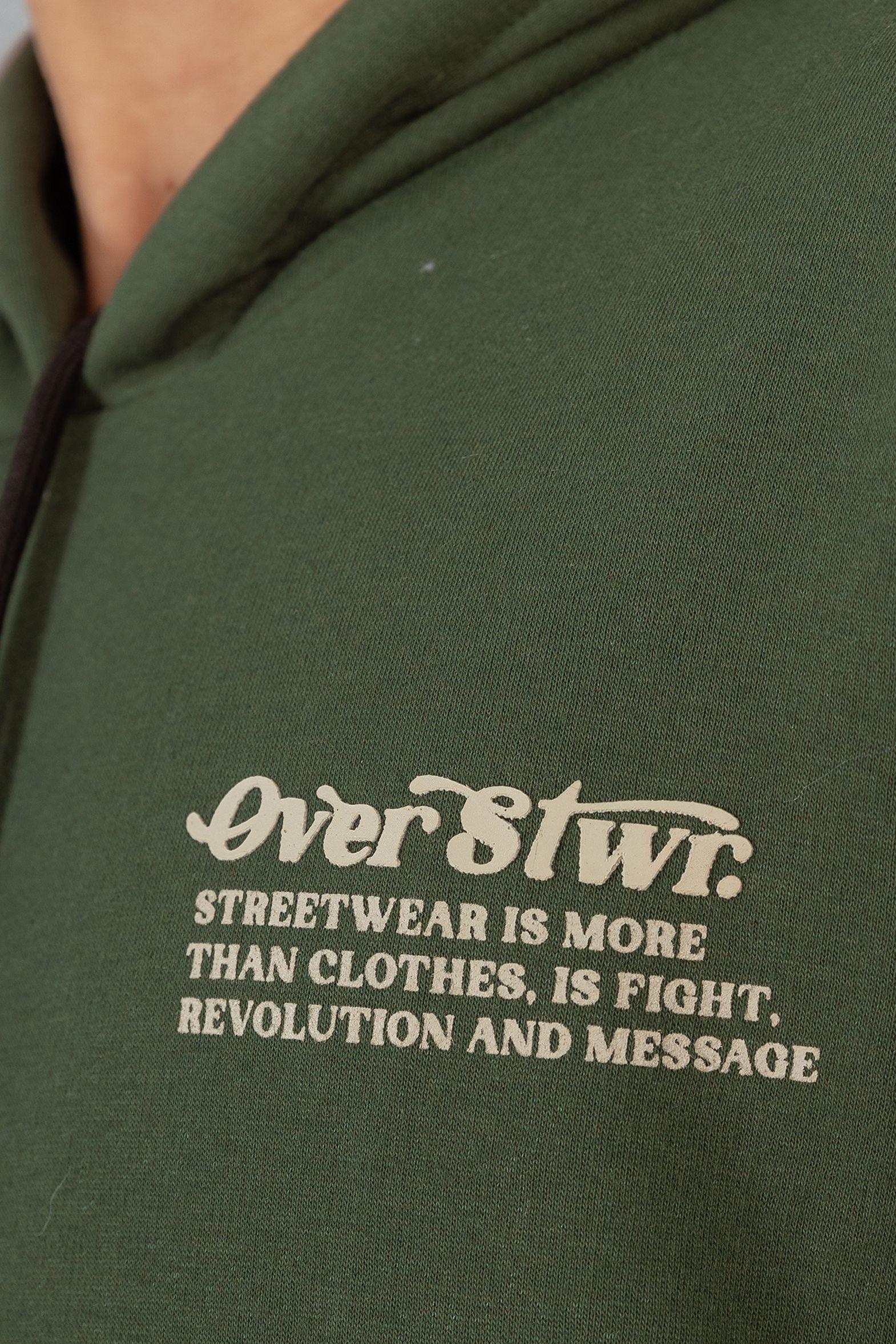 Poleron Hoodie Fleece CoreX  Verde Overcore-2