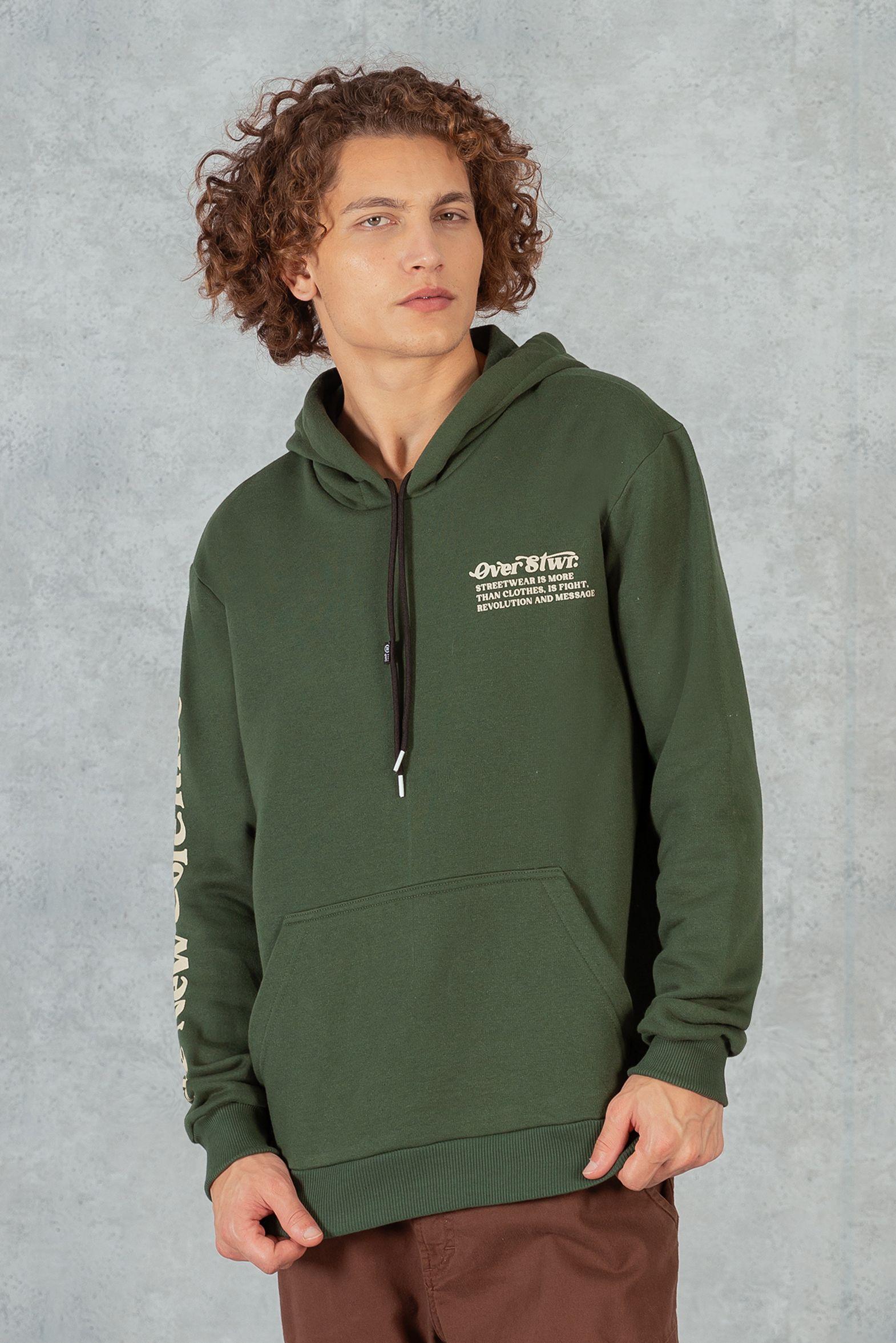 Poleron Hoodie Fleece CoreX  Verde Overcore-4