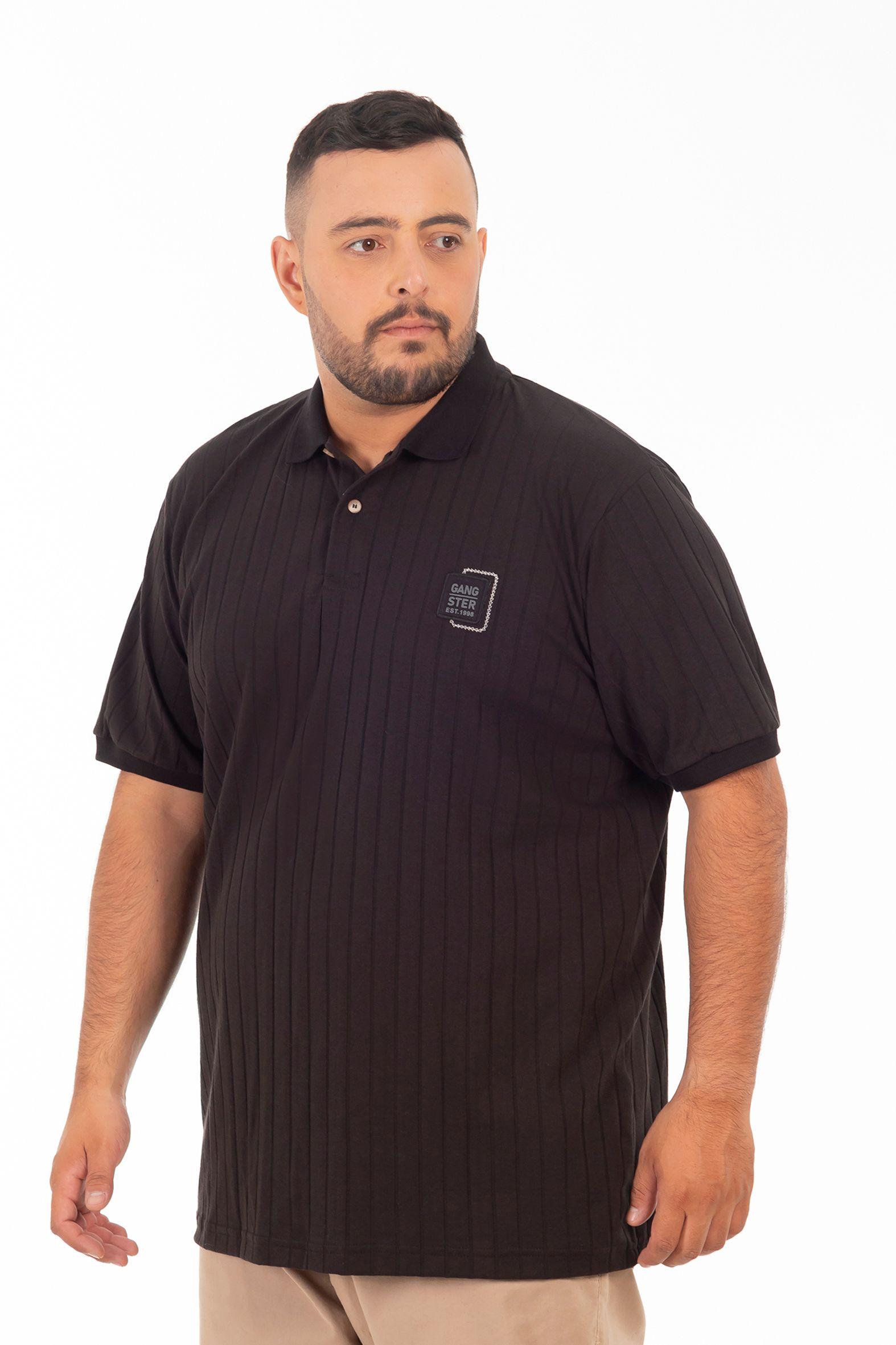 Plus Polera Cuello Textura Brixton Negro-2