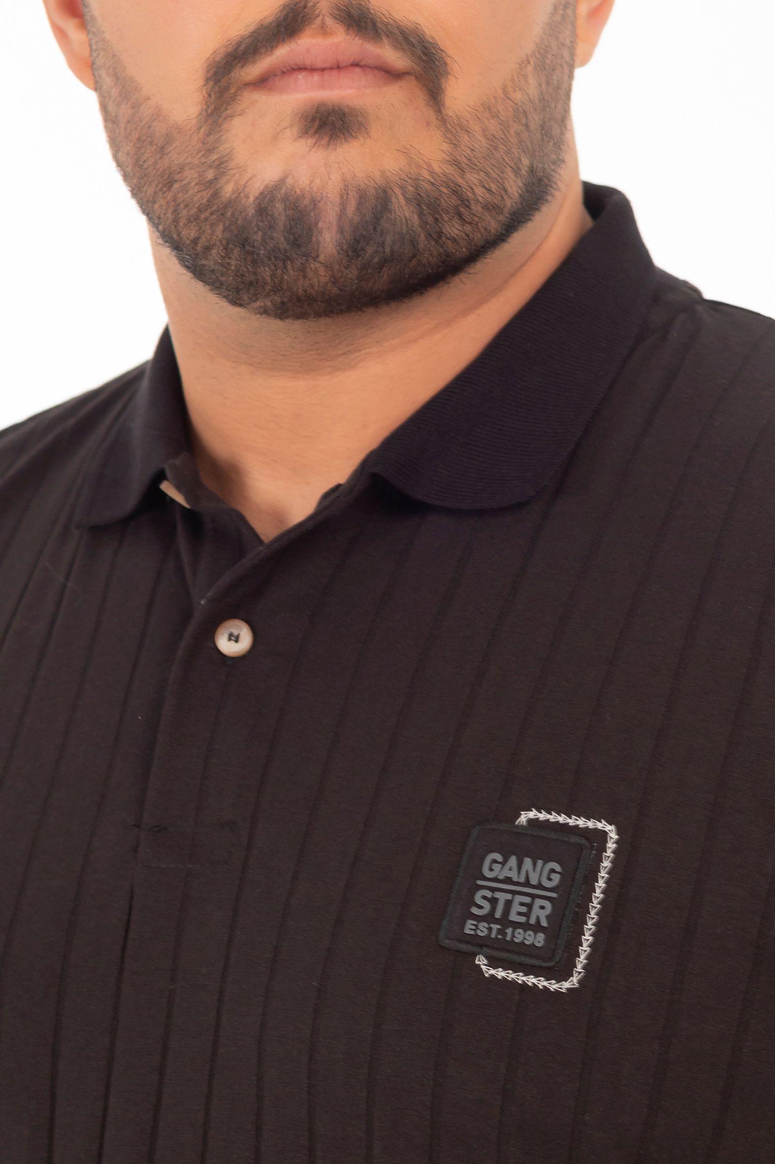 Plus Polera Cuello Textura Brixton Negro-3