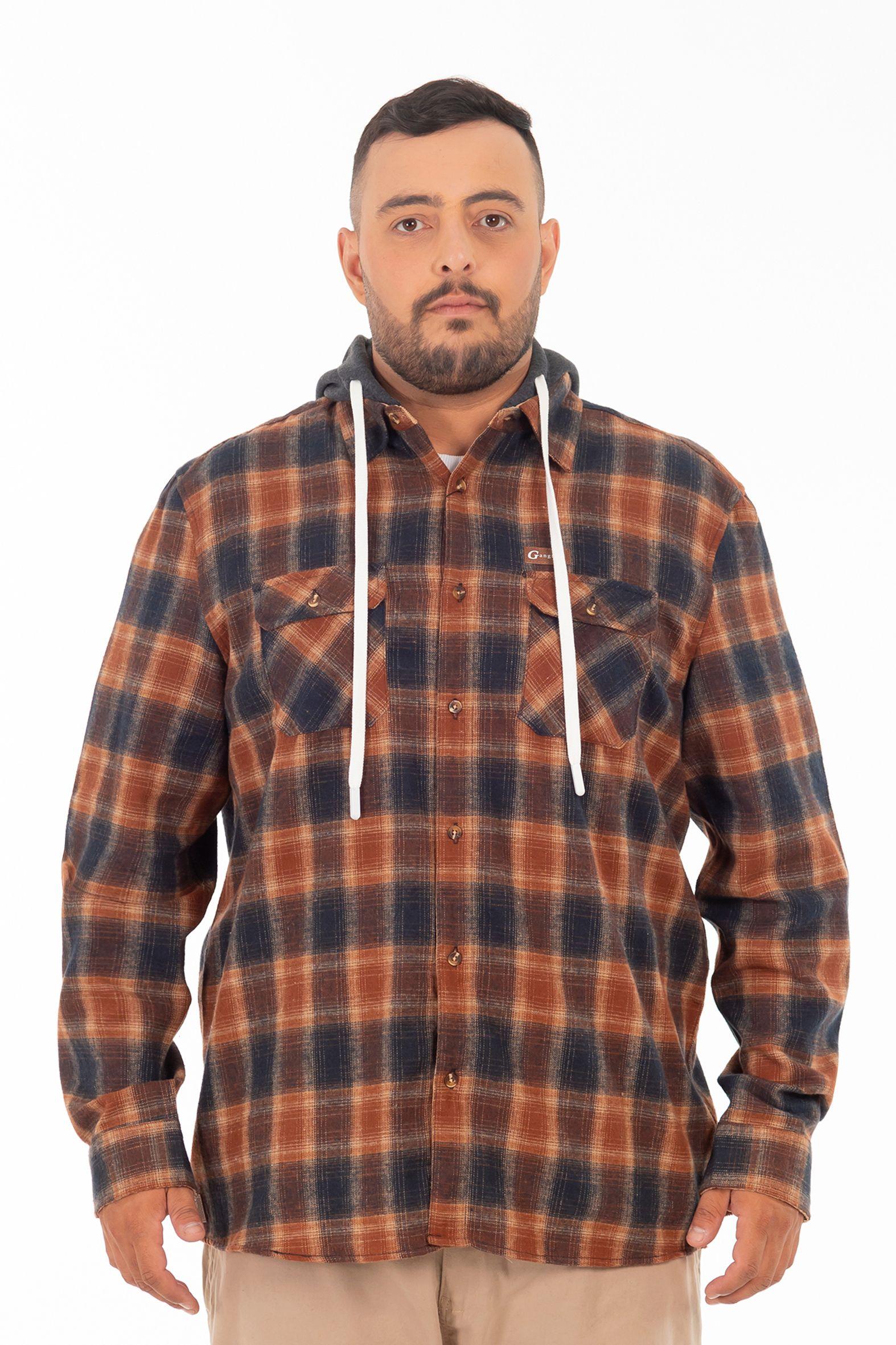 Plus Camisa Ml Franela Grizzly Cafe Gangster-2