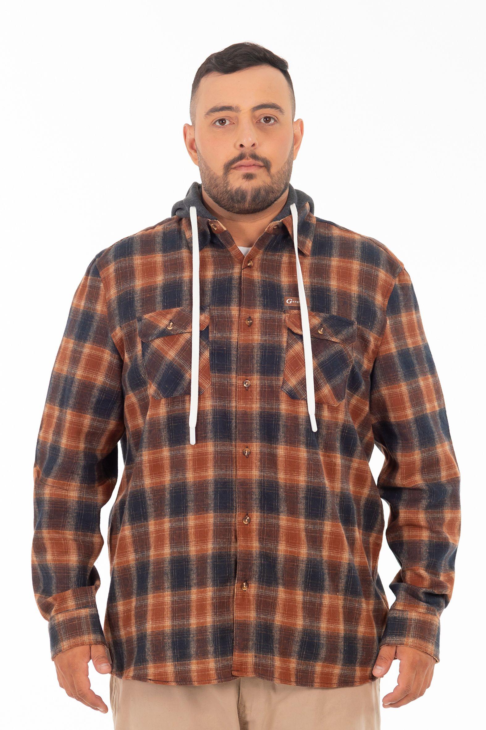 Plus Camisa Ml Franela Grizzly Cafe Gangster-2