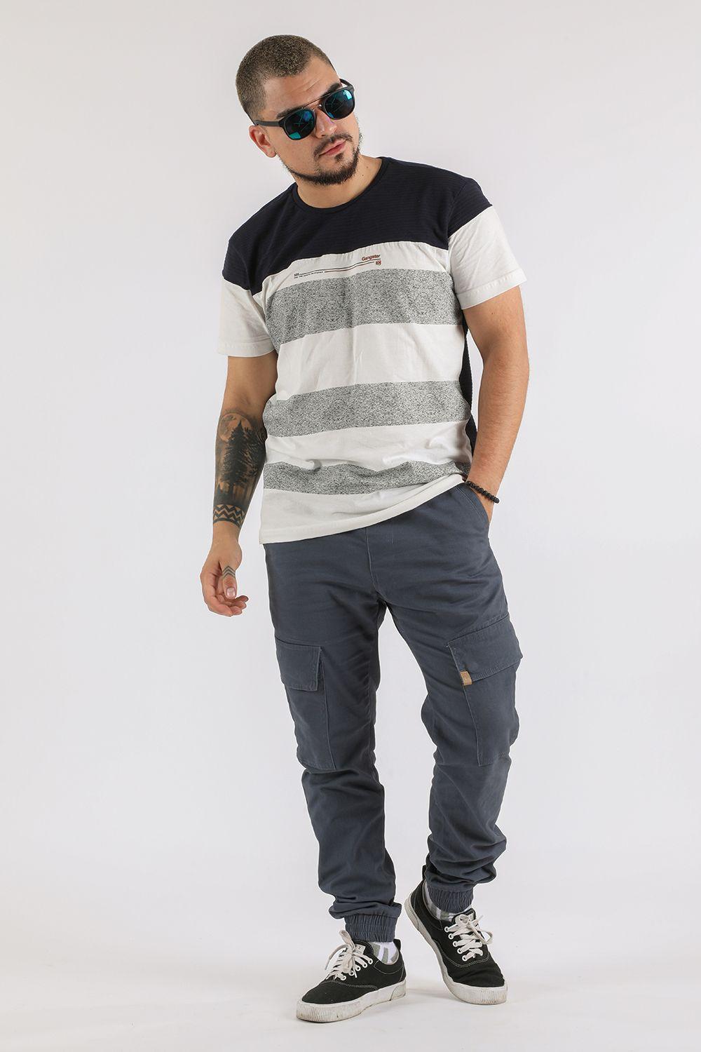 Polera Mc Especial Multistripes Azul Gangster-4