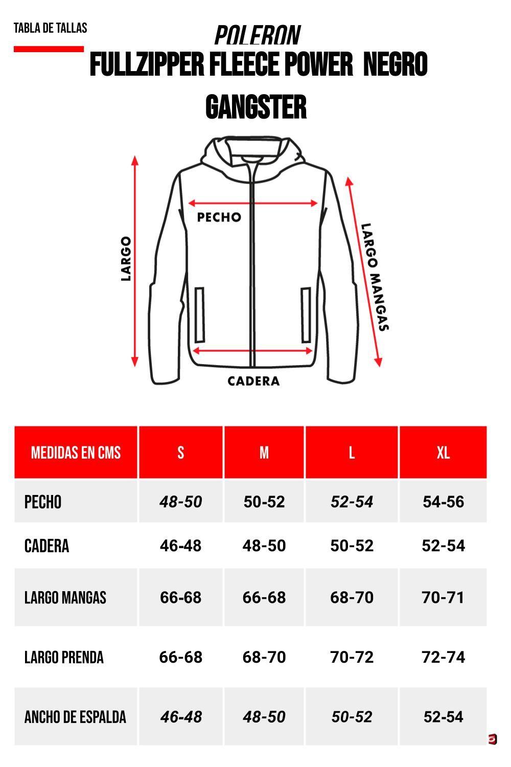 Polerón Full Zipper Fleece Power Negro Gangster-5