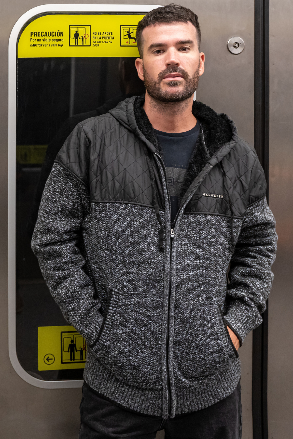 Chaleco Sherpa Full Zipper Distinguish Negro Gangster-4