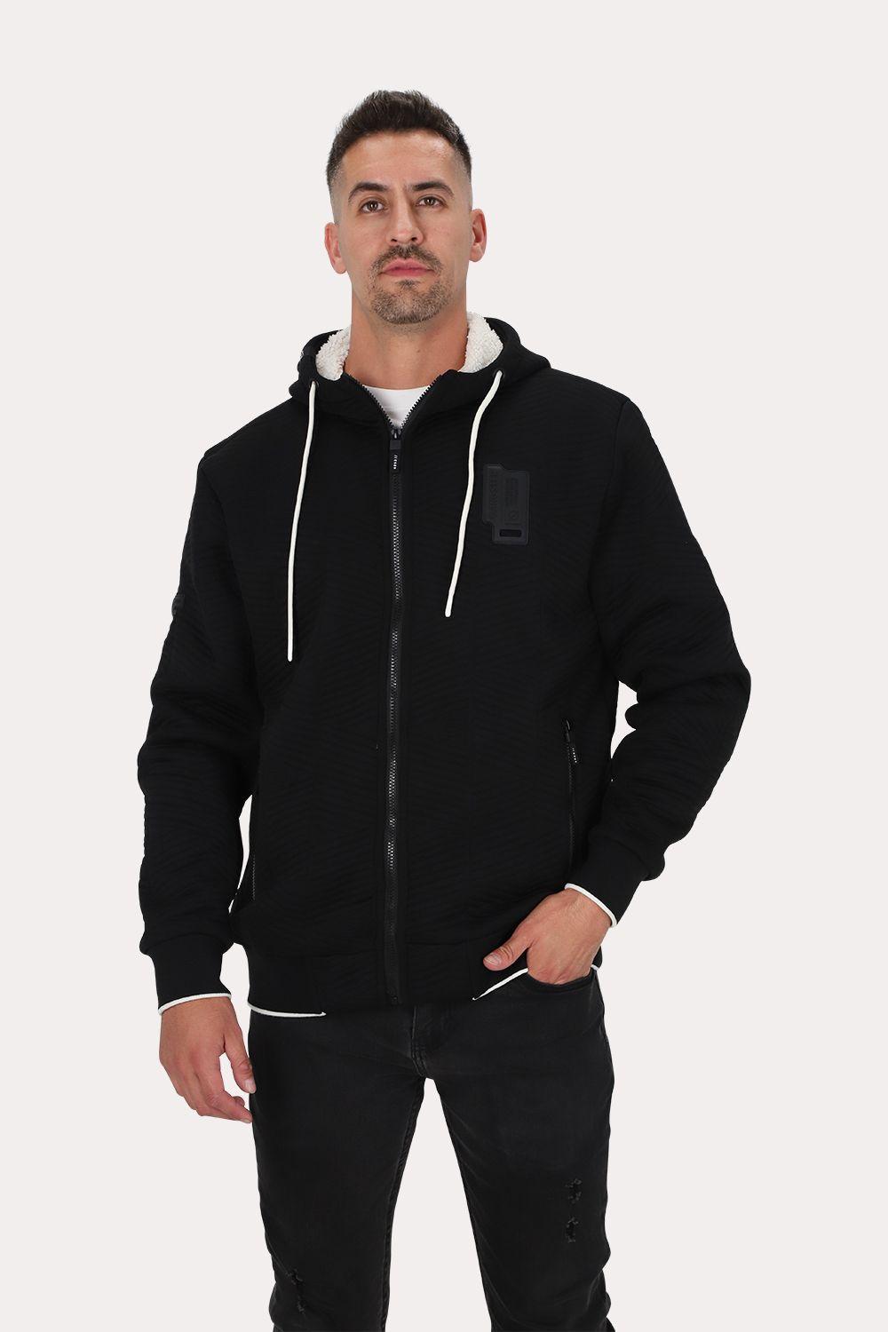Poleron Full Zipper Jacquard Sherpa Nebula Negro Gangster-0