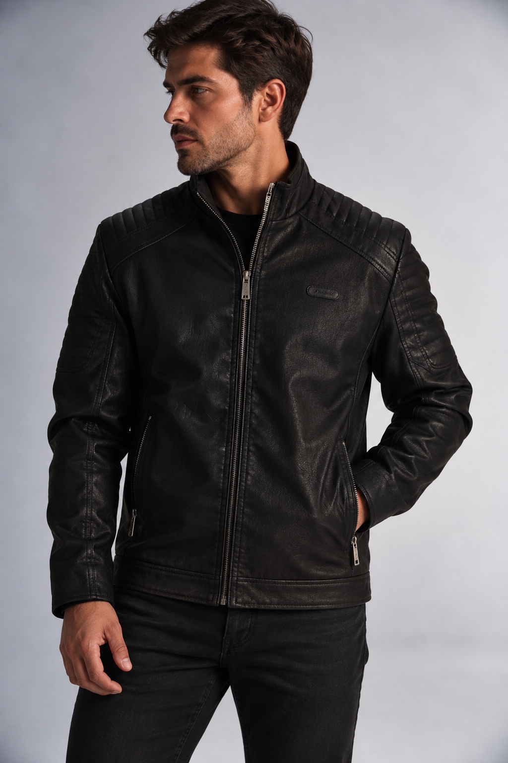 Chaqueta Pu Asphalt Negro Gangster-0