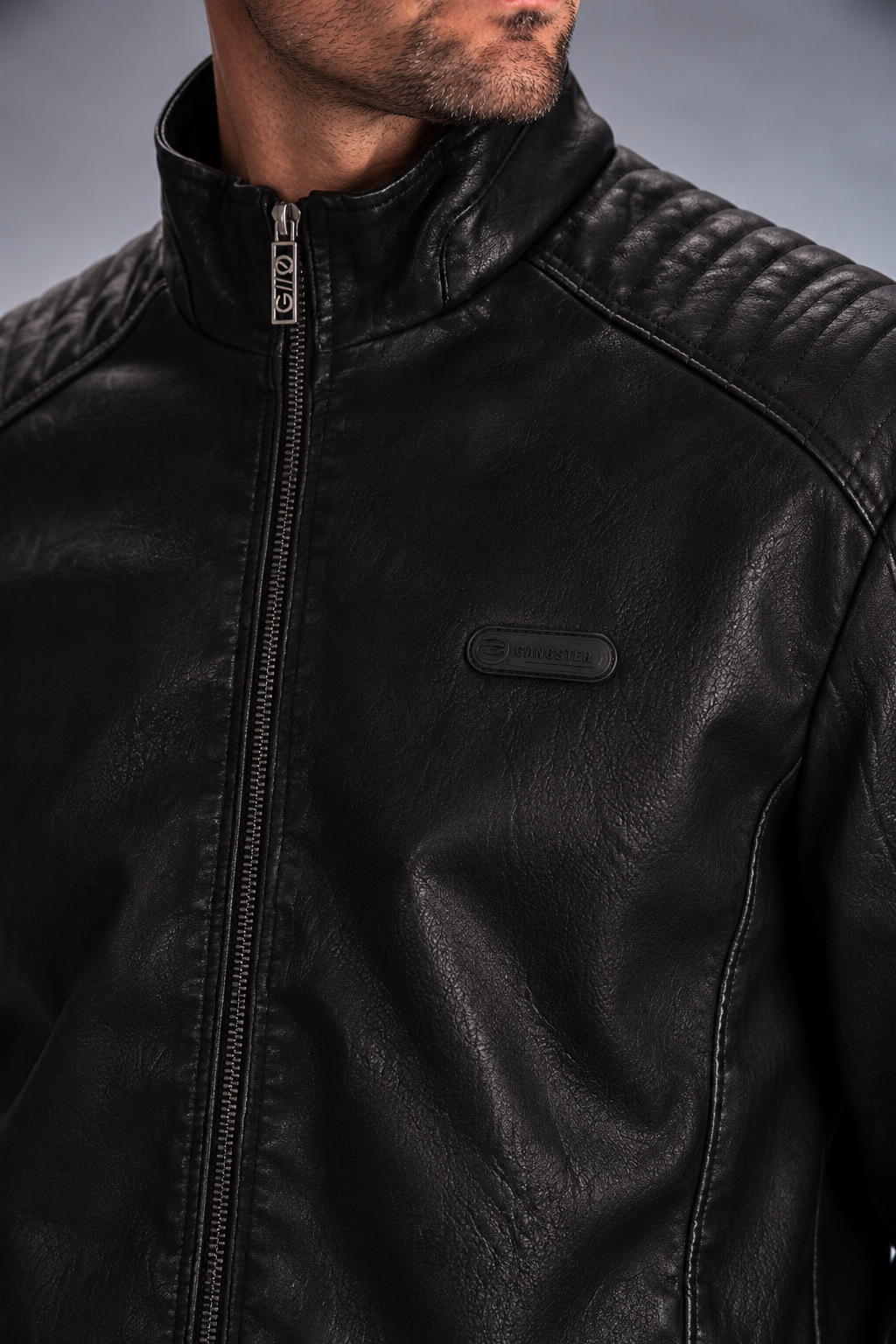 Chaqueta Pu Asphalt Negro Gangster-2