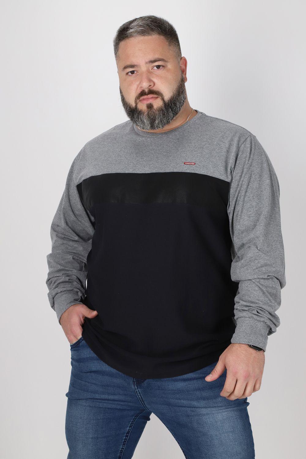 Plus Polera Manga Larga Bond Gris Gangster-0