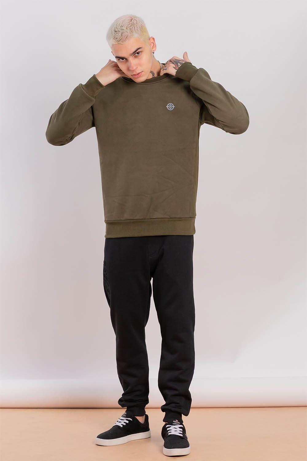 Polerón Crew Fleece Crucial Verde Gangster-3