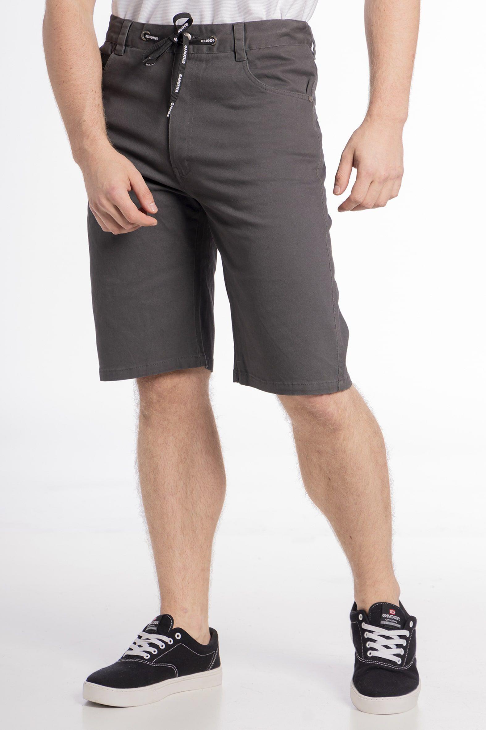 Short Canvas Bermudas Knee Gris Gangster-1