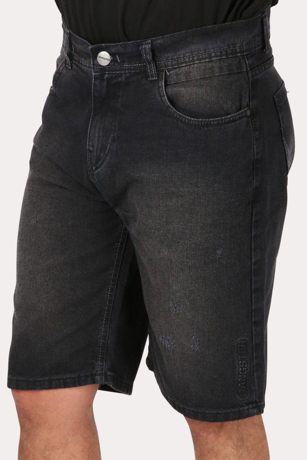 Short Bermuda Jogger Liso Loose 4 Negro Gangster-2