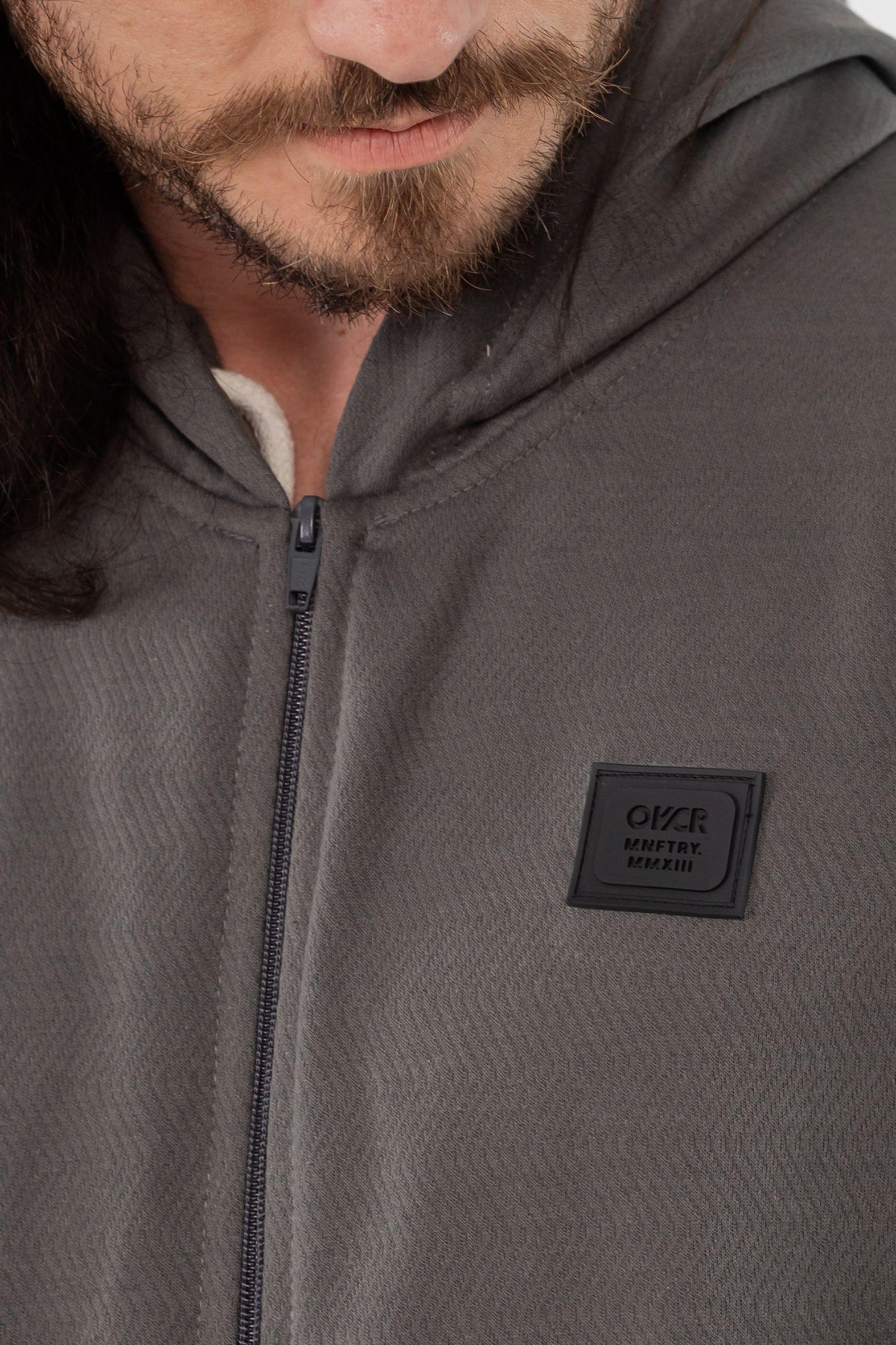 Poleron Full Zipper Fleece Peace  Gris Overcore-2