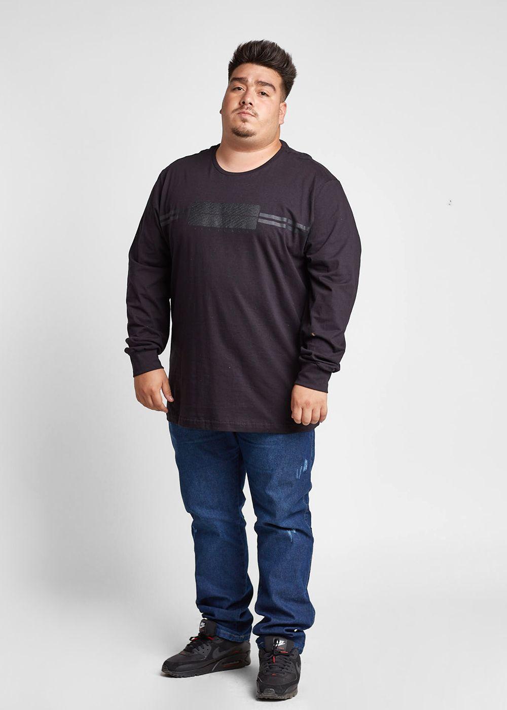Plus Polera Manga Larga Allb Negro Gangster-3