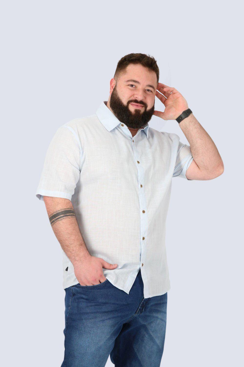Plus Camisa Mc Algodón Pina Celeste Gangster-0