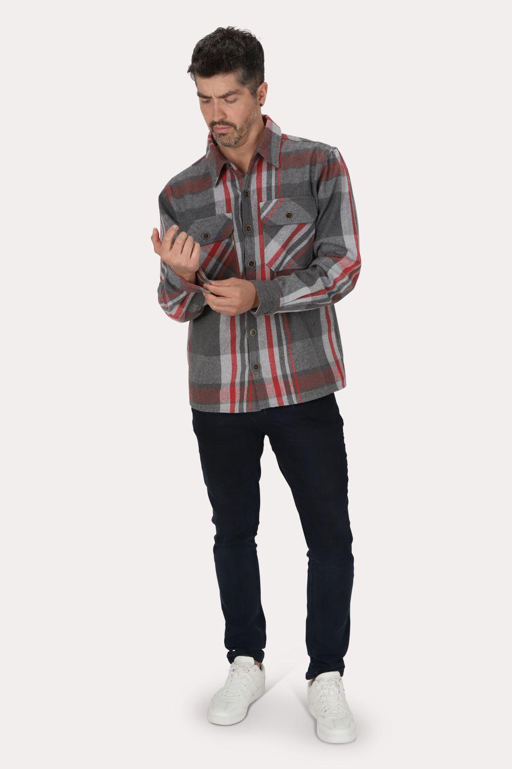 Chaqueta Overshirt Franela Ruston Gris Gangster-3
