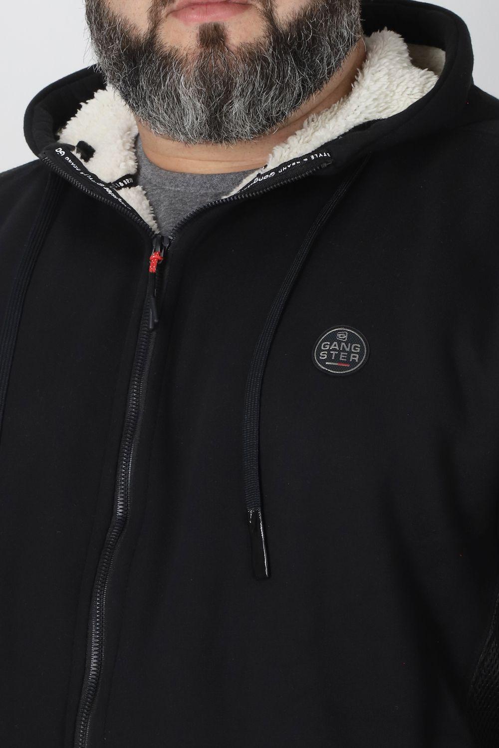 Plus Polerón Full Zipper Sherpa Tracker Negro Gangster-2