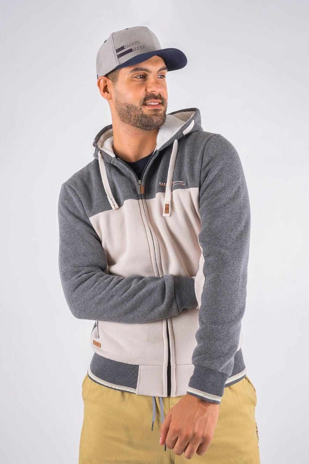 Polerón Full Zipper Fleece Cord Gris Gangster-0