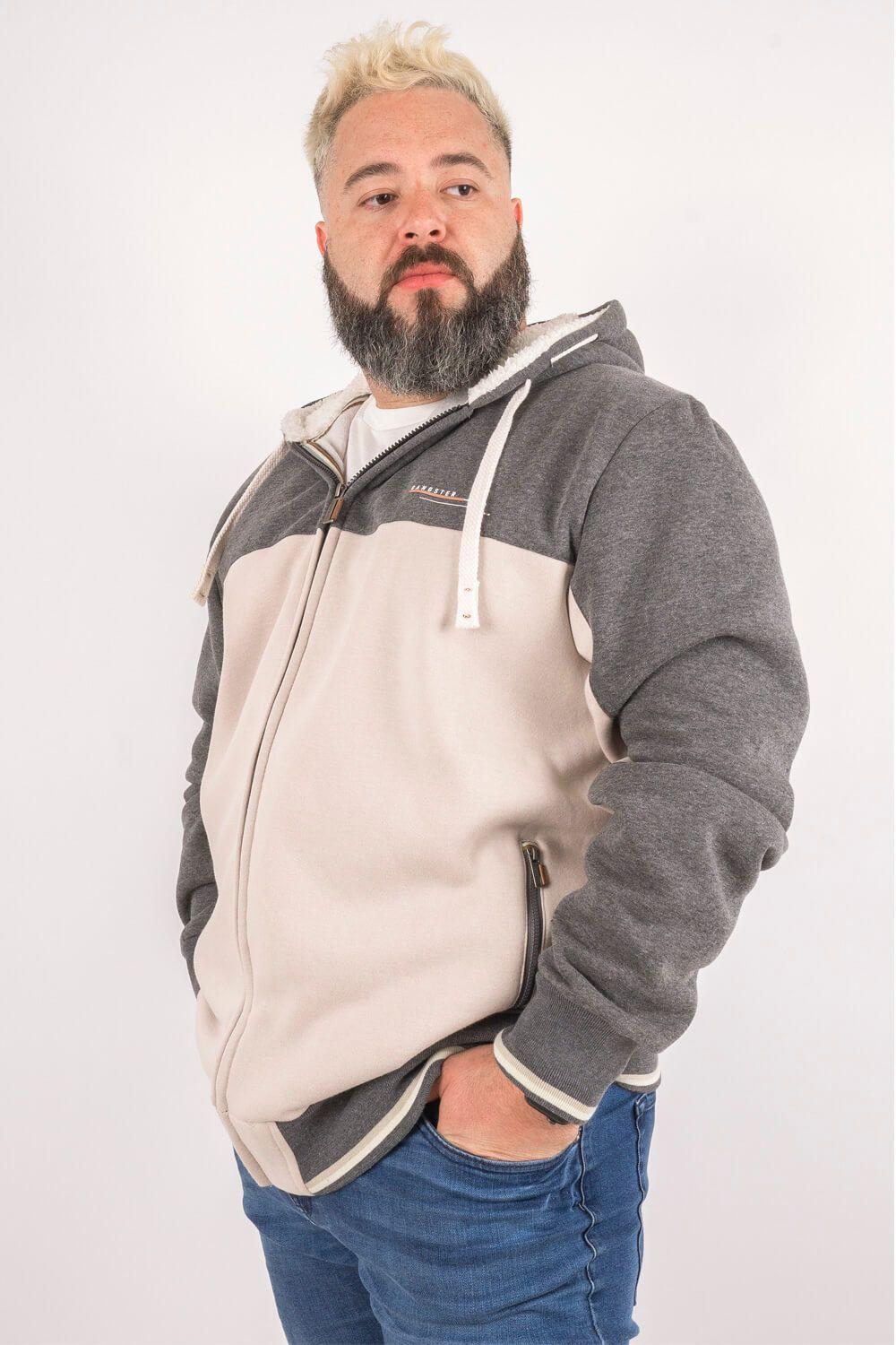 Polerón Full Zipper Fleece Cord Gris Gangster-2