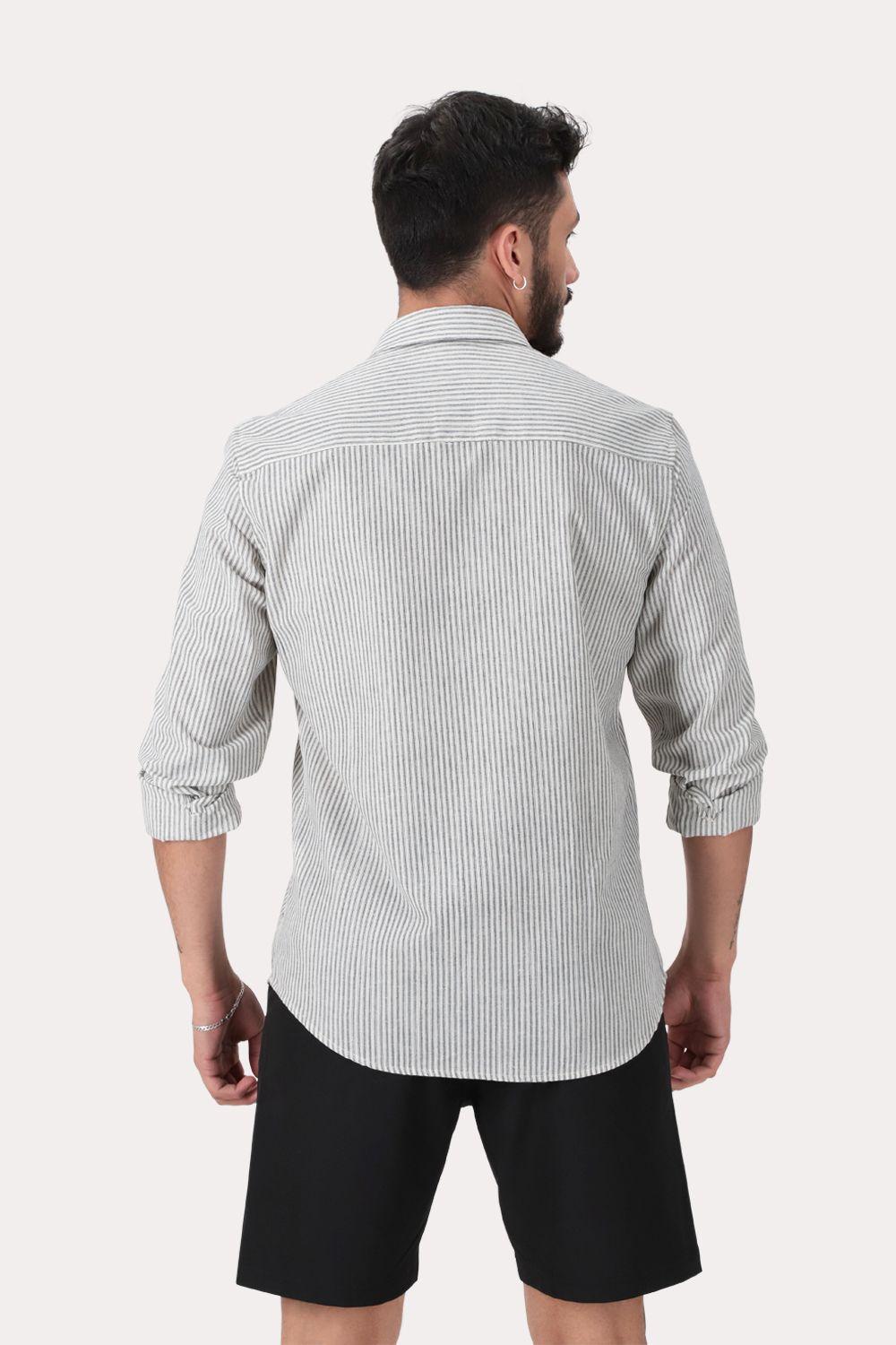 Camisa ML Fake Linho Araru Blanco Gangster-1