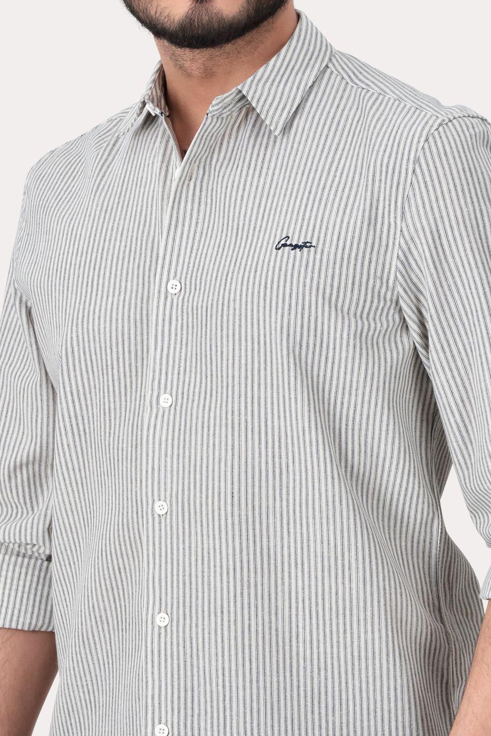 Camisa ML Fake Linho Araru Blanco Gangster-4