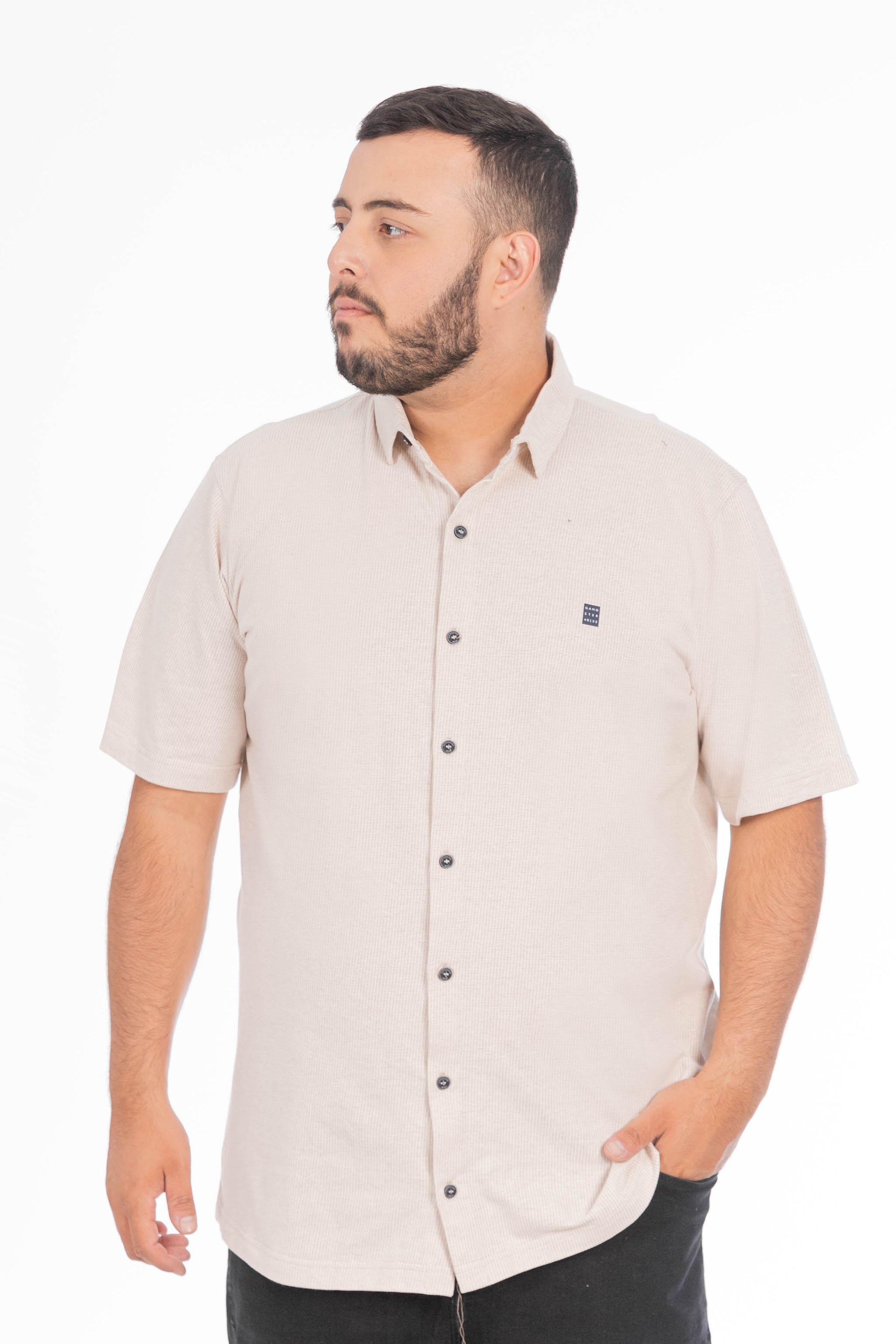 Plus Camisa Camisa Textura Berri Beige-0