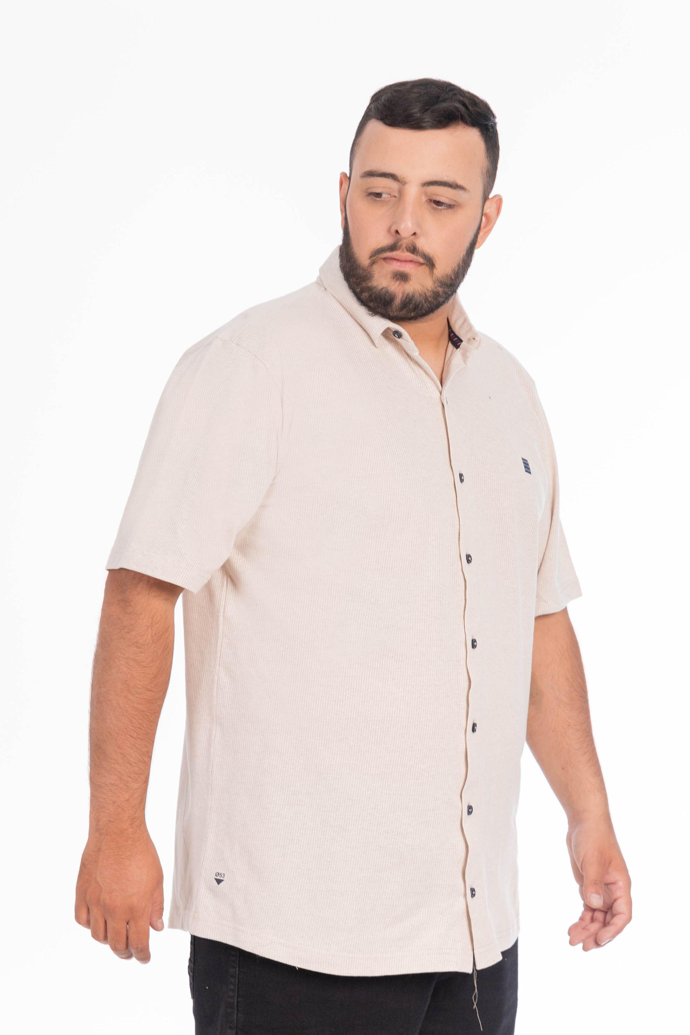 Plus Camisa Camisa Textura Berri Beige-4