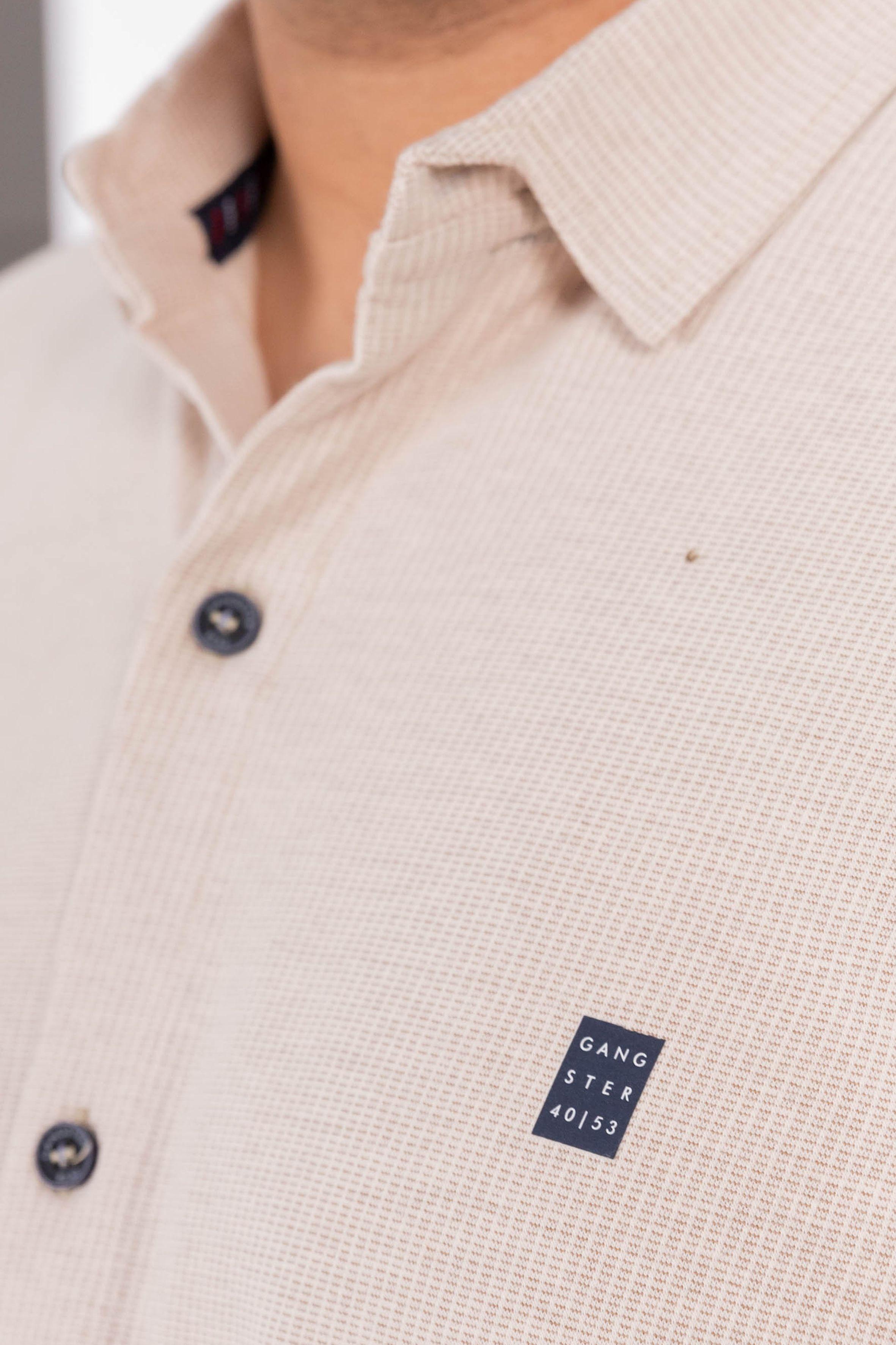 Plus Camisa Camisa Textura Berri Beige-3