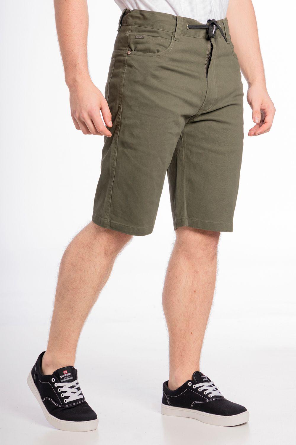 Short Canvas Bermudas Knee Verde Gangster-0