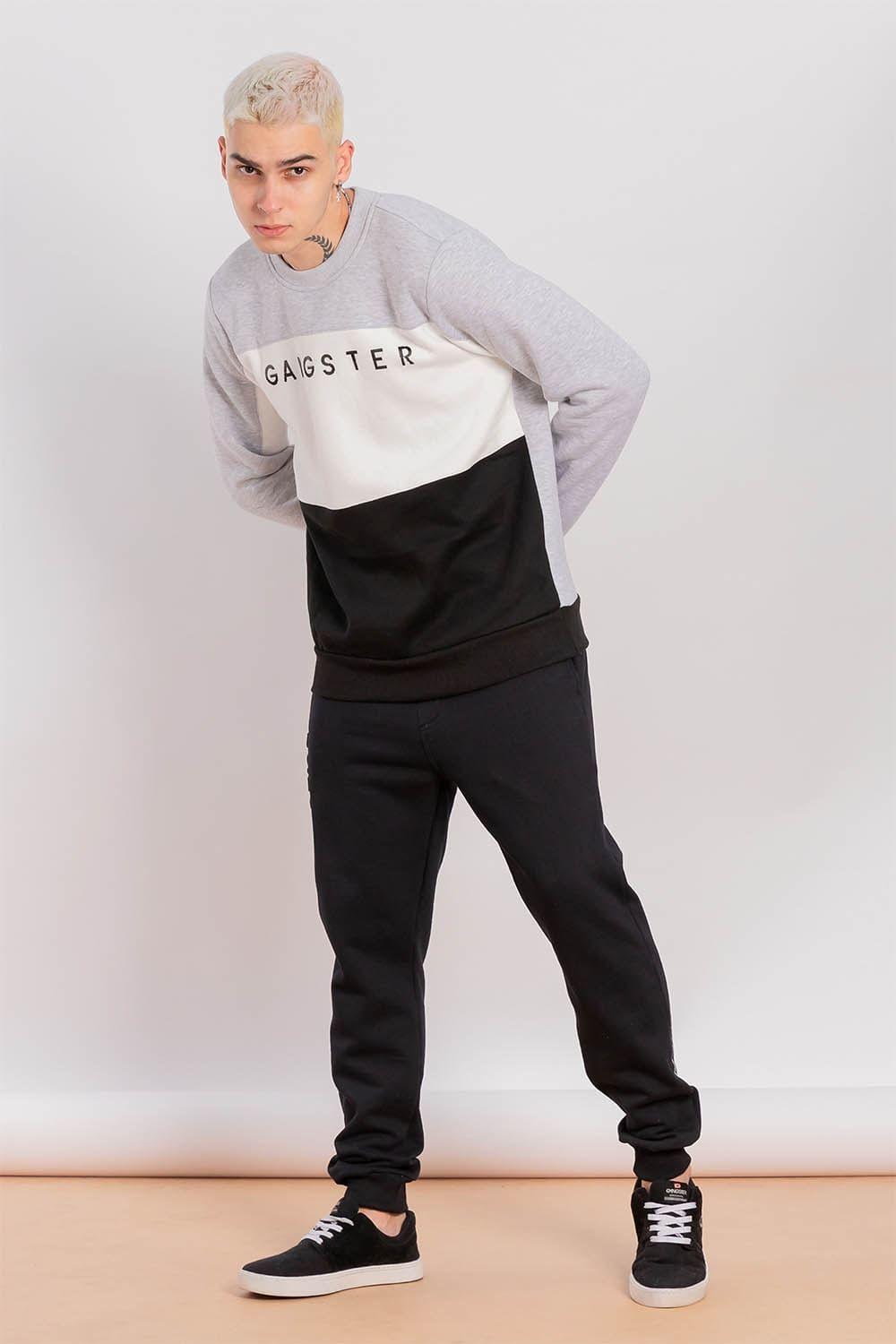 Polerón Crew Fleece Fundamental Gris Gangster-4