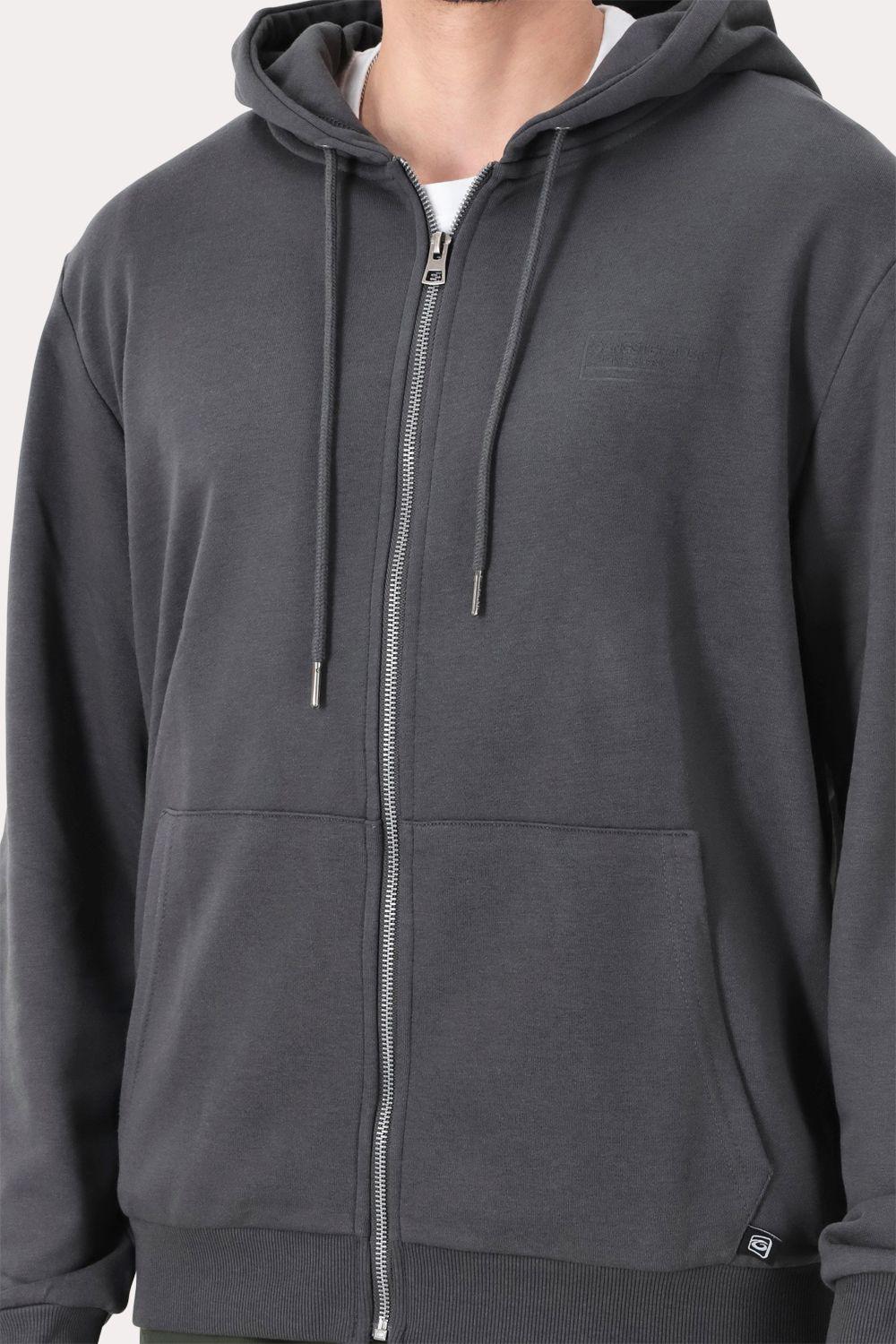 Poleron Full Zipper Fleece Loop Gris-2
